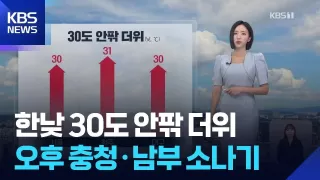 [날씨] 한낮 30도 안팎 더위…오후 충청·남부 소나기 / KBS 